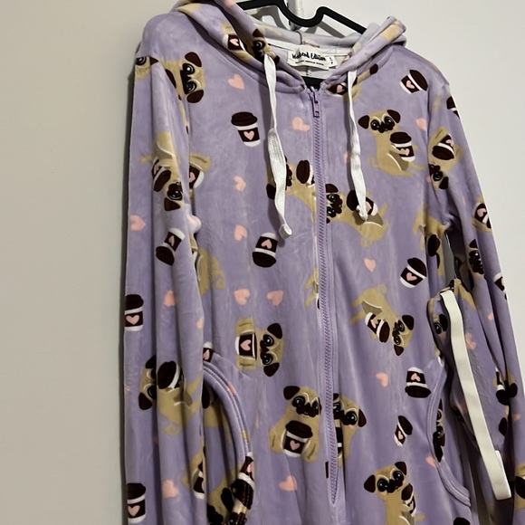 NWT PURPLE PUG AND COFFEE ONESIE - Picture 4 of 7